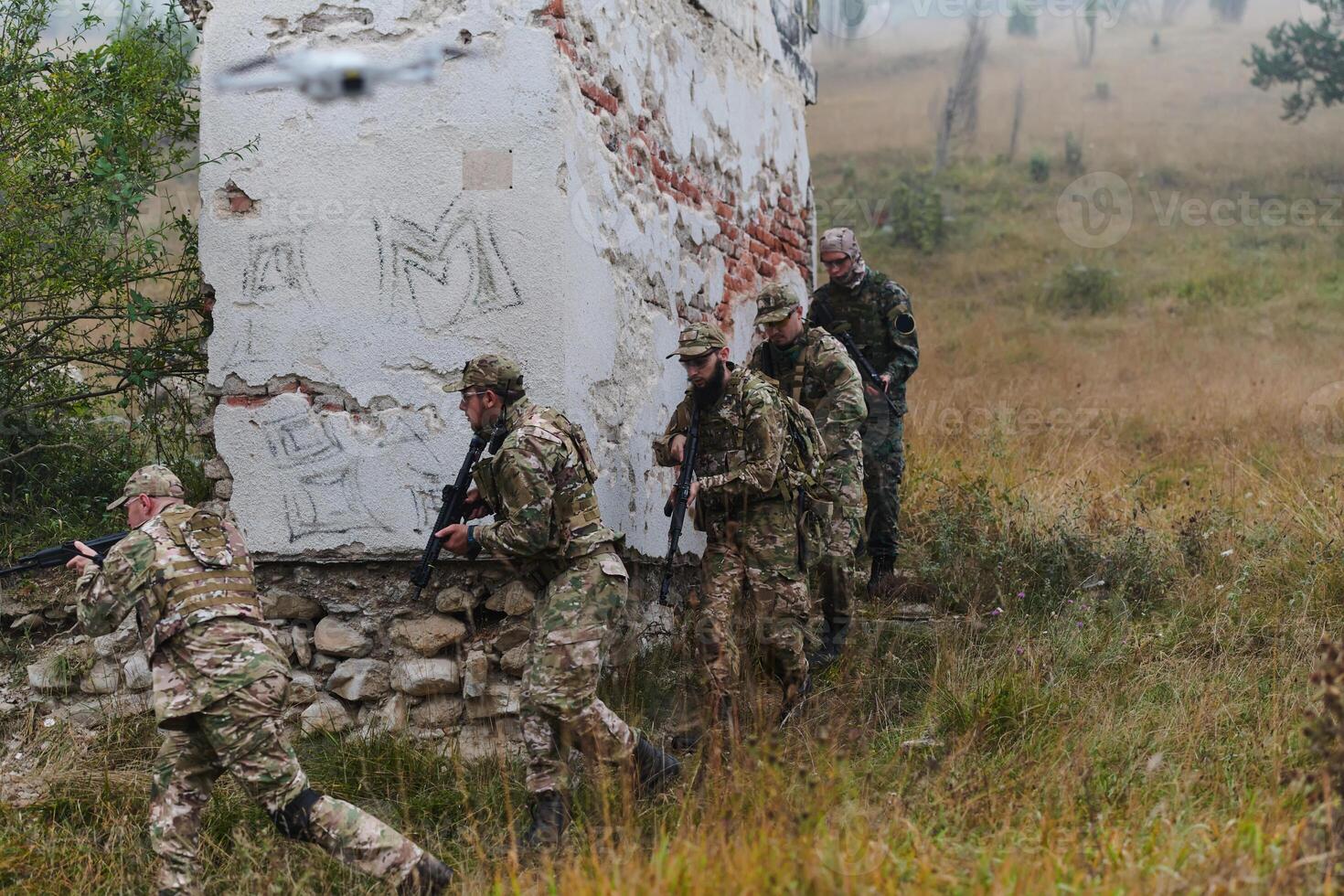 In a high stakes mission, a specialized military unit executes a tactical operation to secure a dangerous house where terrorists are believed to be hiding, showcasing precision and coordinated photo