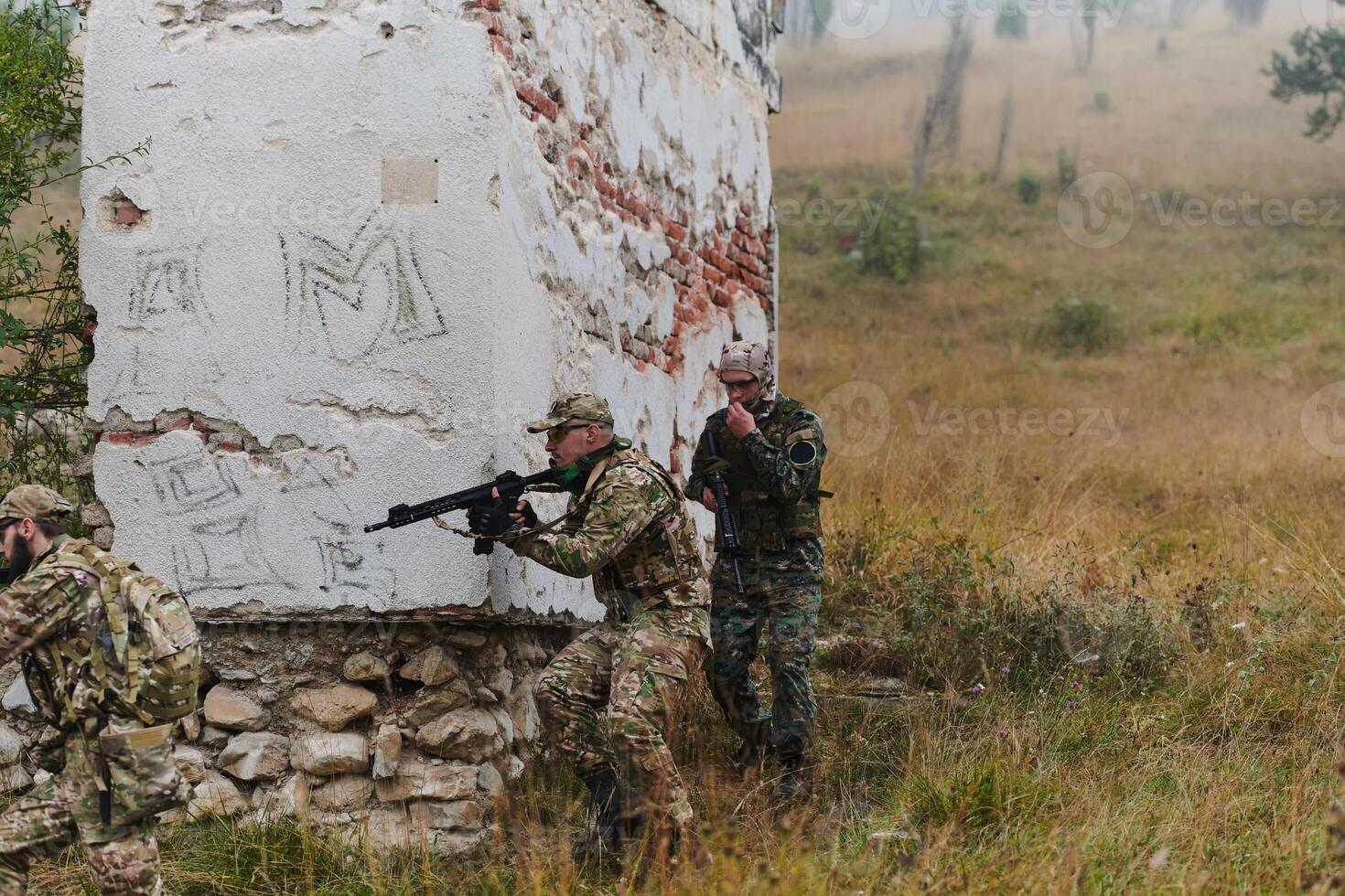 In a high stakes mission, a specialized military unit executes a tactical operation to secure a dangerous house where terrorists are believed to be hiding, showcasing precision and coordinated photo
