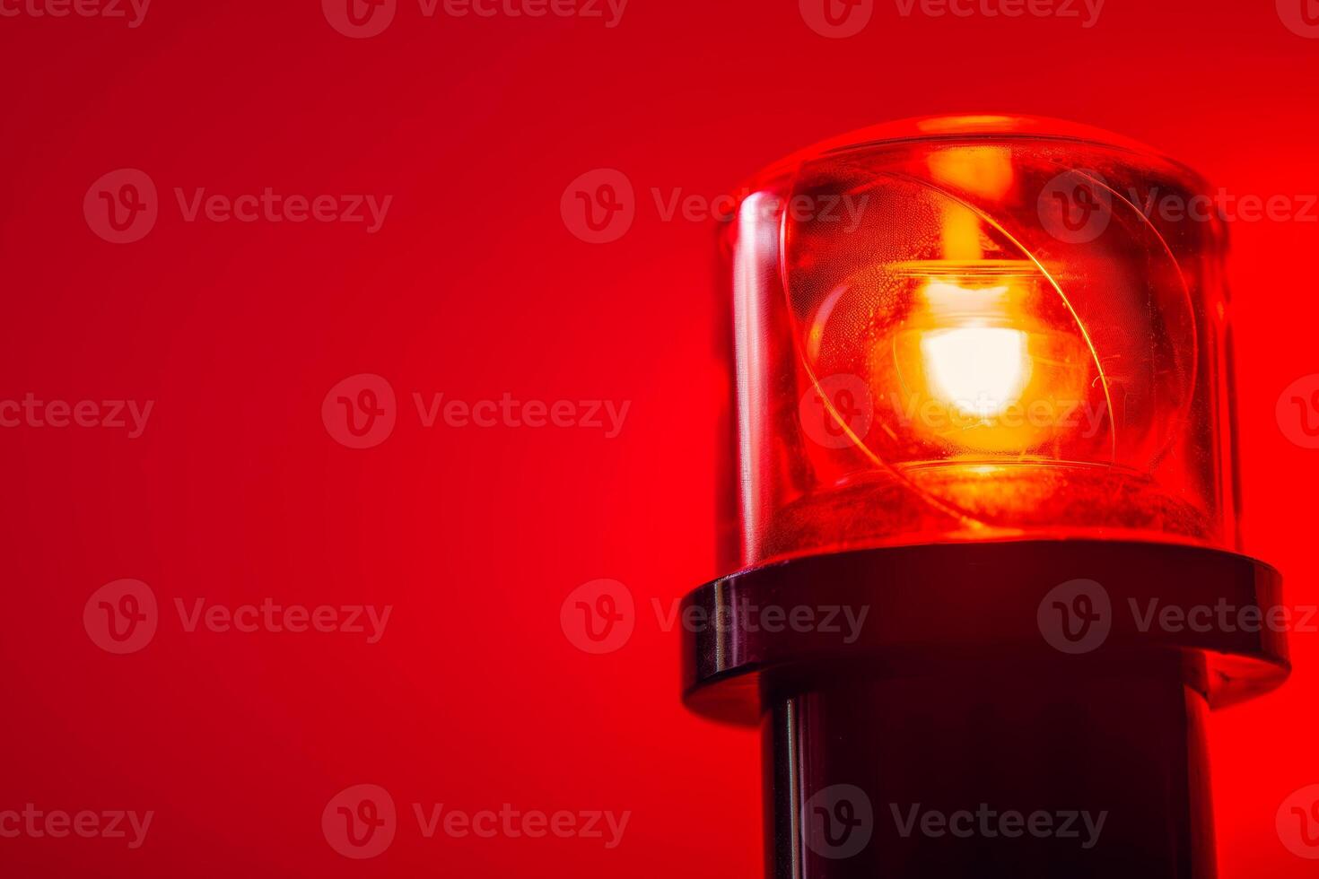 Emergency Red Flashing Light Signal Warning, Alert, Attention Isolated on Red Background photo