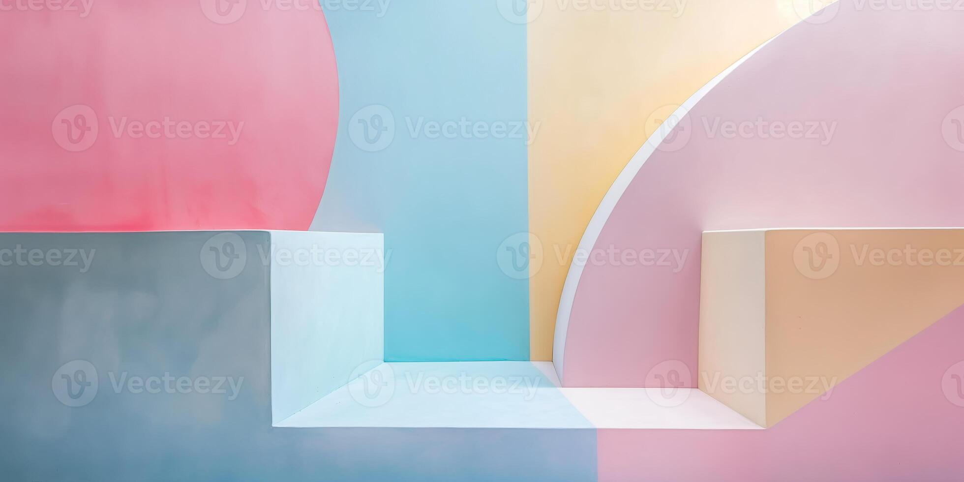 Abstract Pastel Geometric Background with Bold Shapes and Soft Colors photo