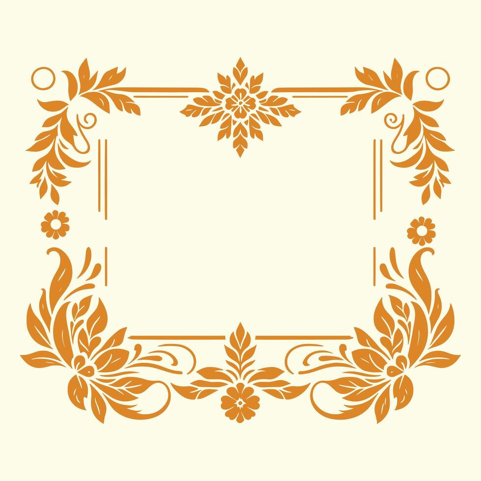 Vintage Floral Leaves Frame with Detailed Decorative Flourishes for Classic Invitations, Elegant Certificates, Luxurious Art Pieces, and Timeless Design vector