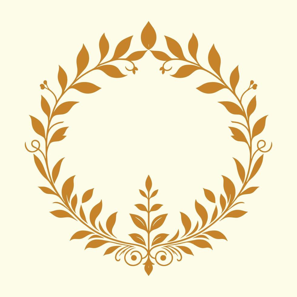 Vintage Floral Leaves Frame with Elaborate Swirls for Elegant Invitations, Ornate Certificates, and Timeless Artistic Designs vector