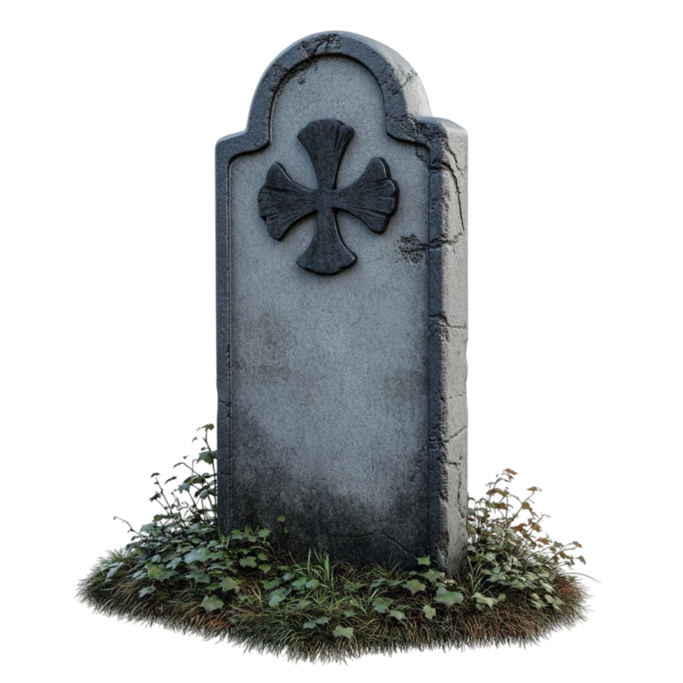 3D Model of Gravestone with Cross Motif png