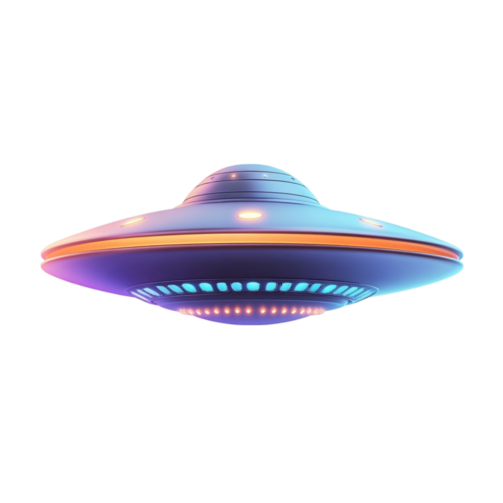 Purple and Orange Flying Saucer UFO png