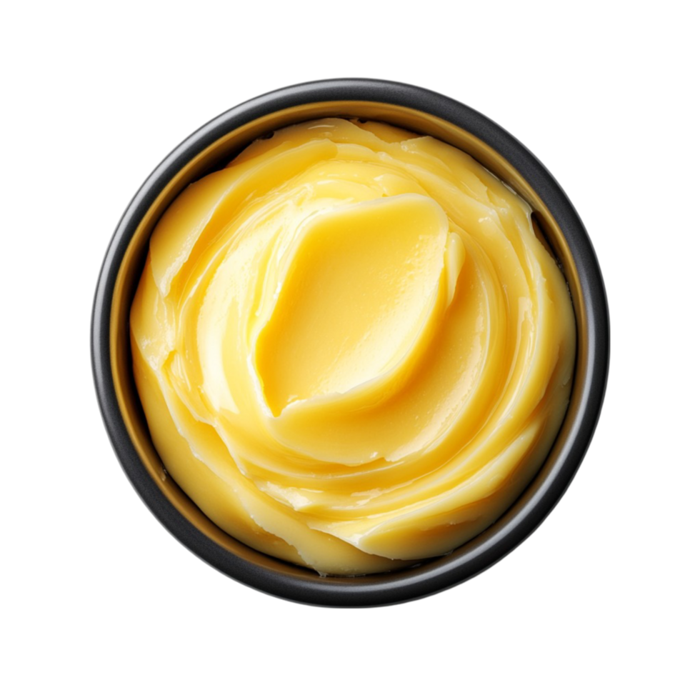 Small Black Bowl Filled with Yellow Substance from Tube png