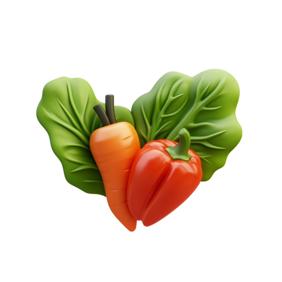 Carrot Leaf and Red Bell Pepper png