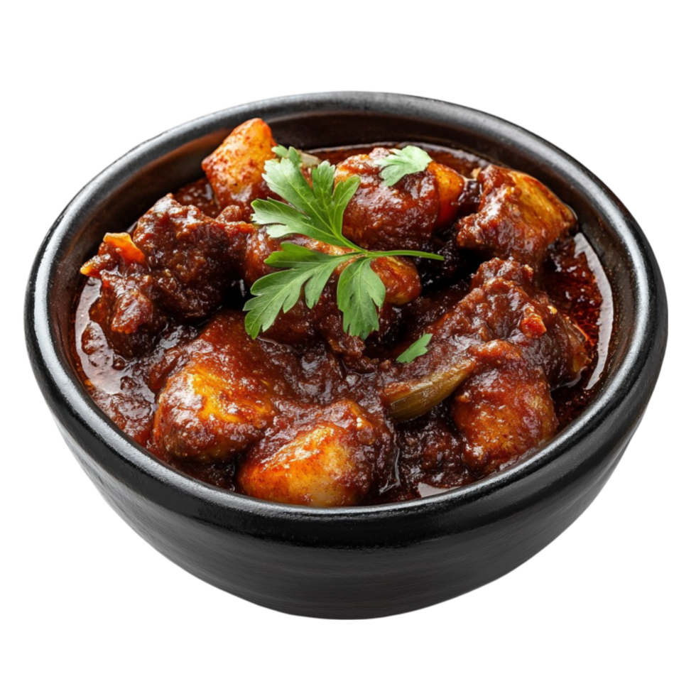 Bowl of Curry with Meat and Potatoes png