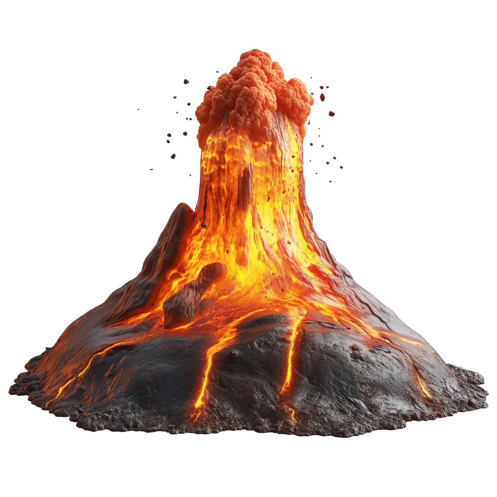 Volcanic Eruption Animation with Fiery Lava Burst png