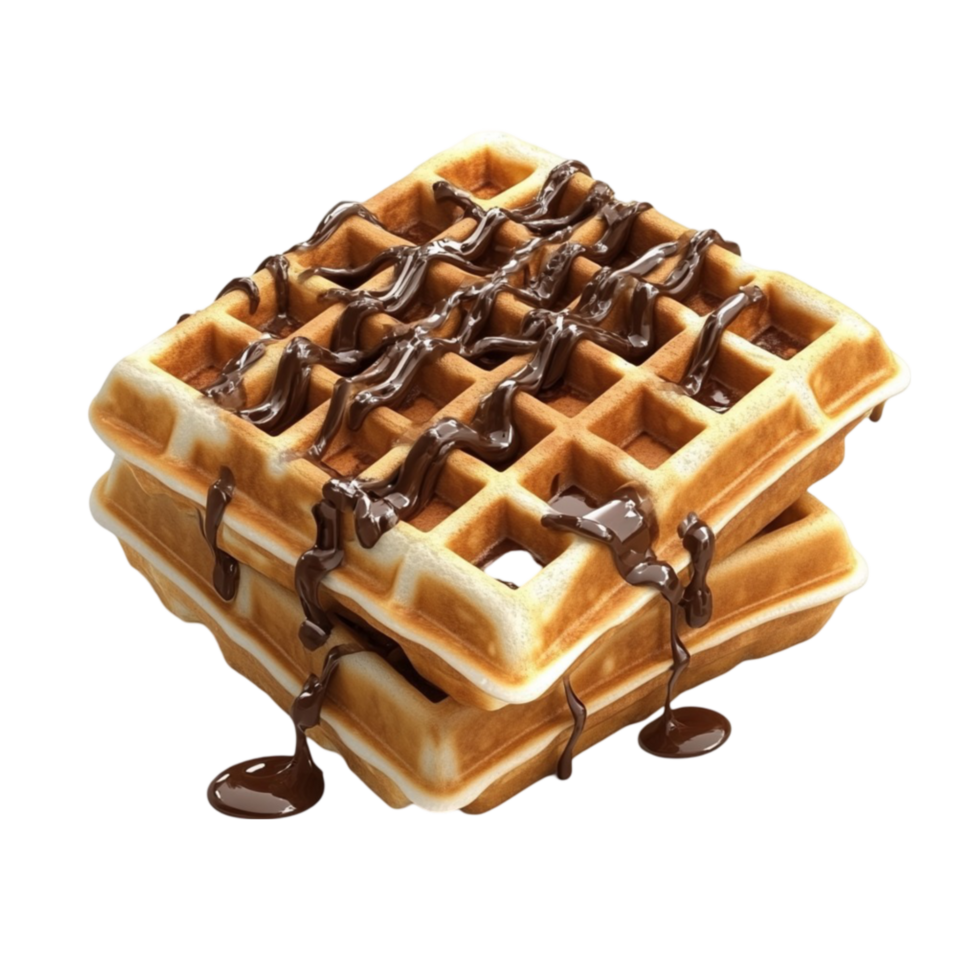 Chocolate-Covered Waffle with Drizzled Chocolate png
