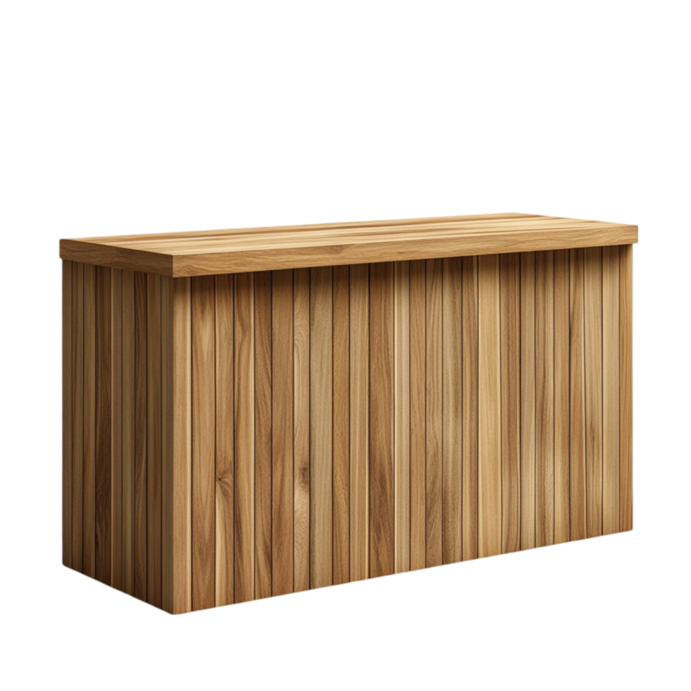 Wooden Table with Flat Top and Visible Grain Pattern png