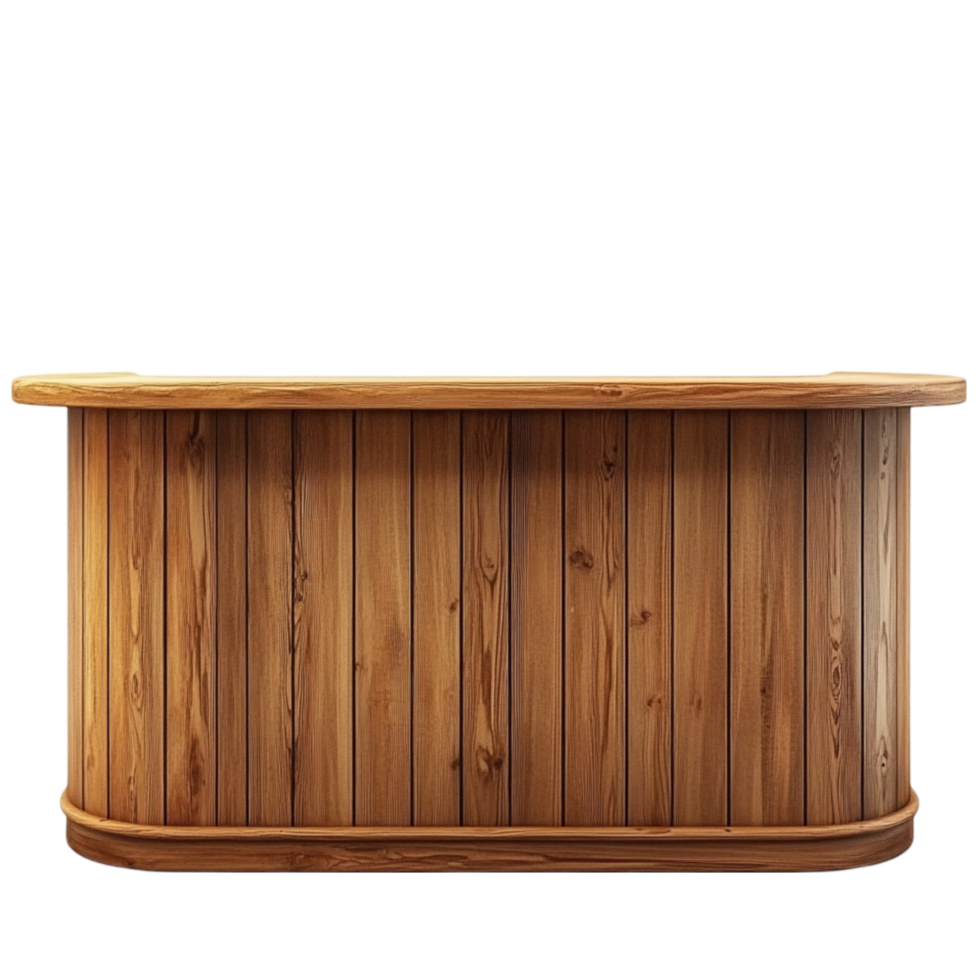 Modern Wooden Bar with Curved Front and Flat Top png
