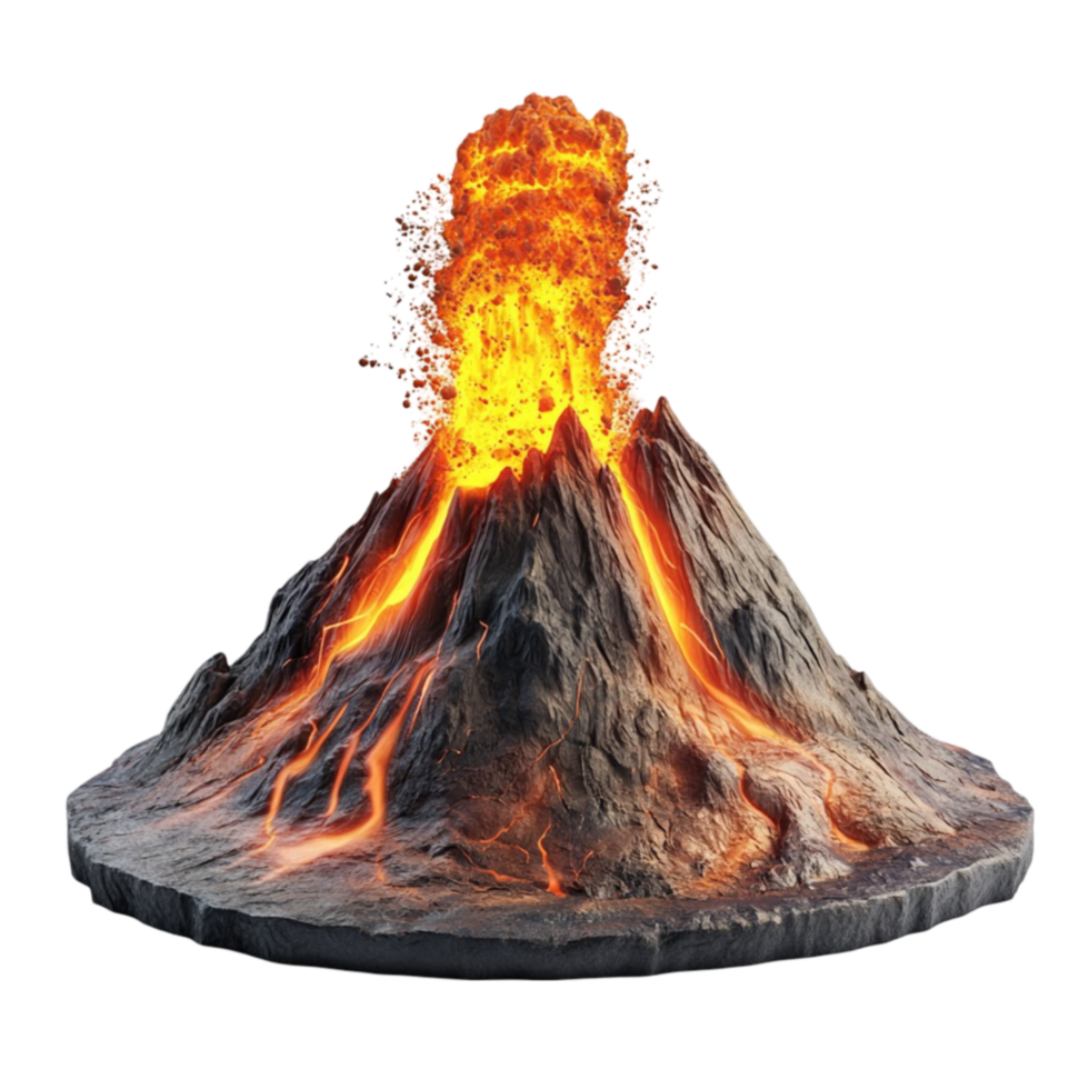 Fiery Volcanic Eruption with Molten Lava png