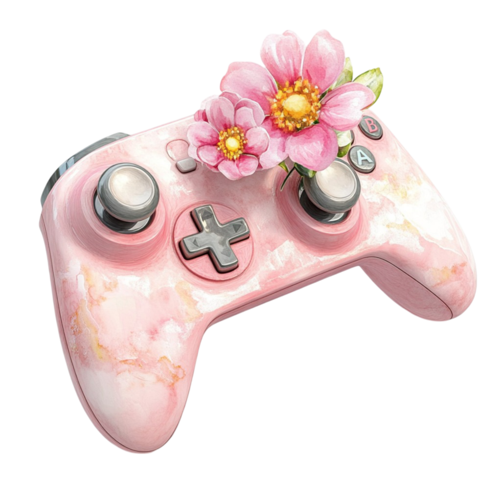 Pink Xbox Controller with a Flower png