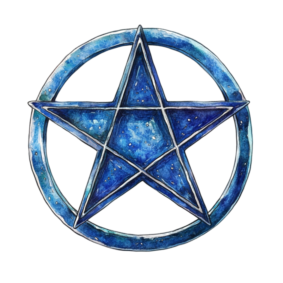 Blue Star with Golden Ring and Center Star Symbolizing the Earth png