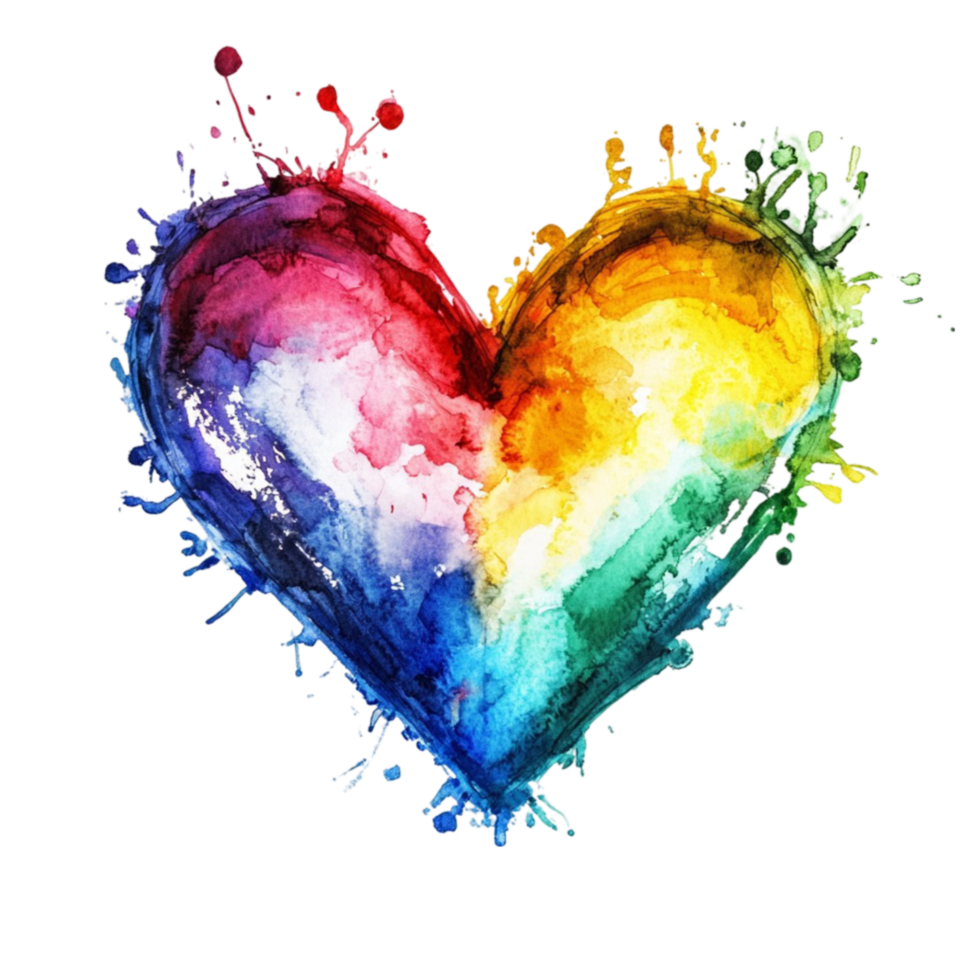 Heart Splashed with Different Colors of Paint png