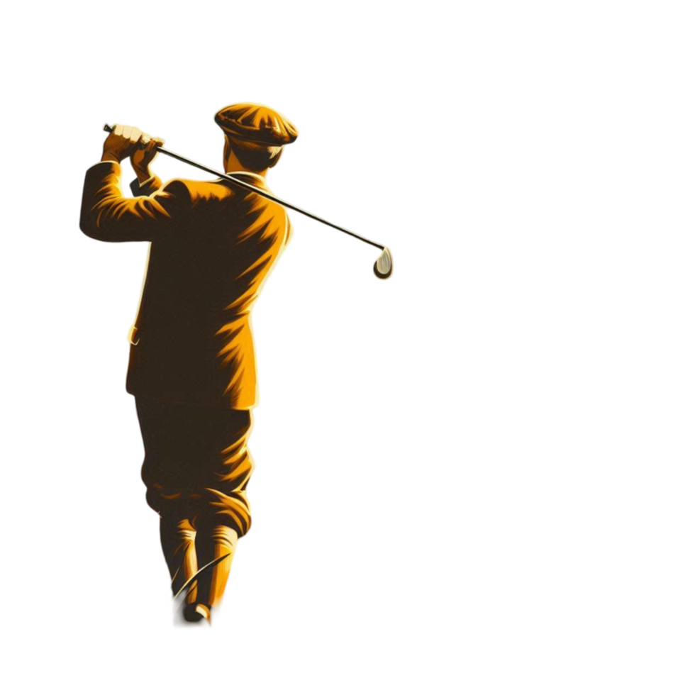 Animated Golf Player in Brown Suit Holding a Club png