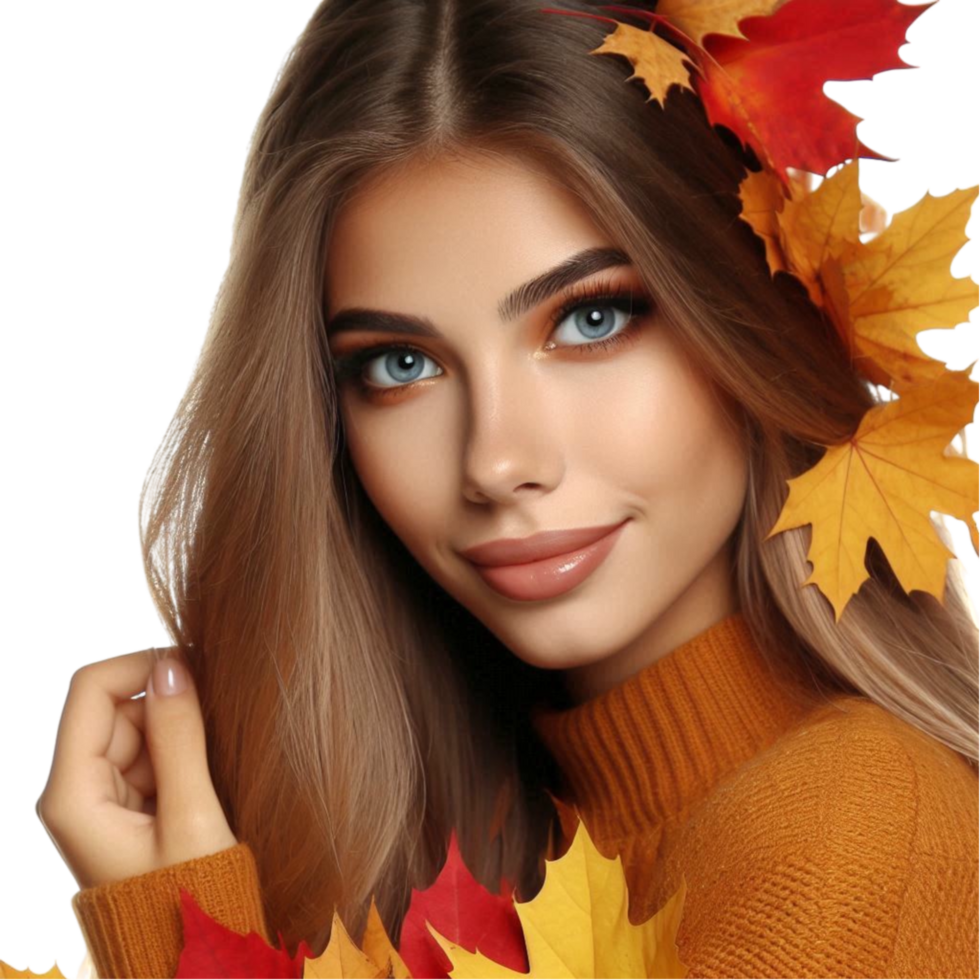 Young Woman with Long Blonde Hair and Blue Eyes png