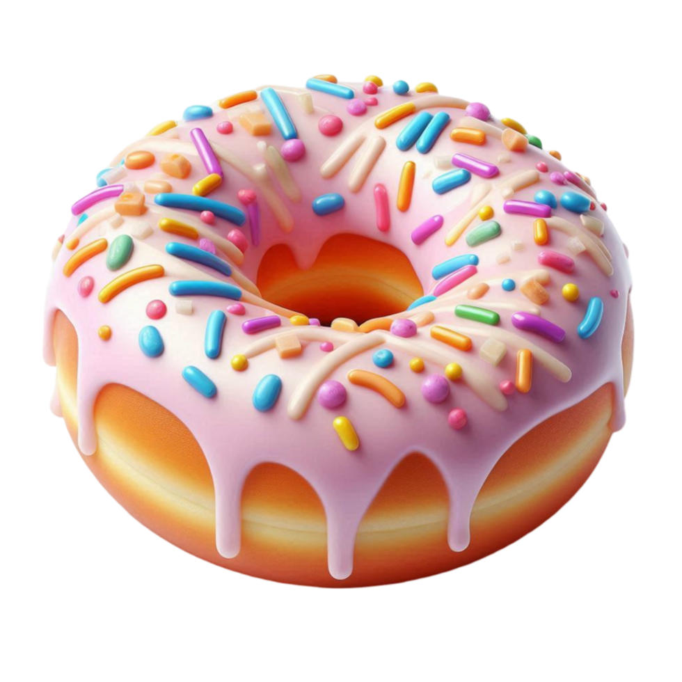 Doughnut with a Hole in the Center Covered in Colorful Sprinkles png
