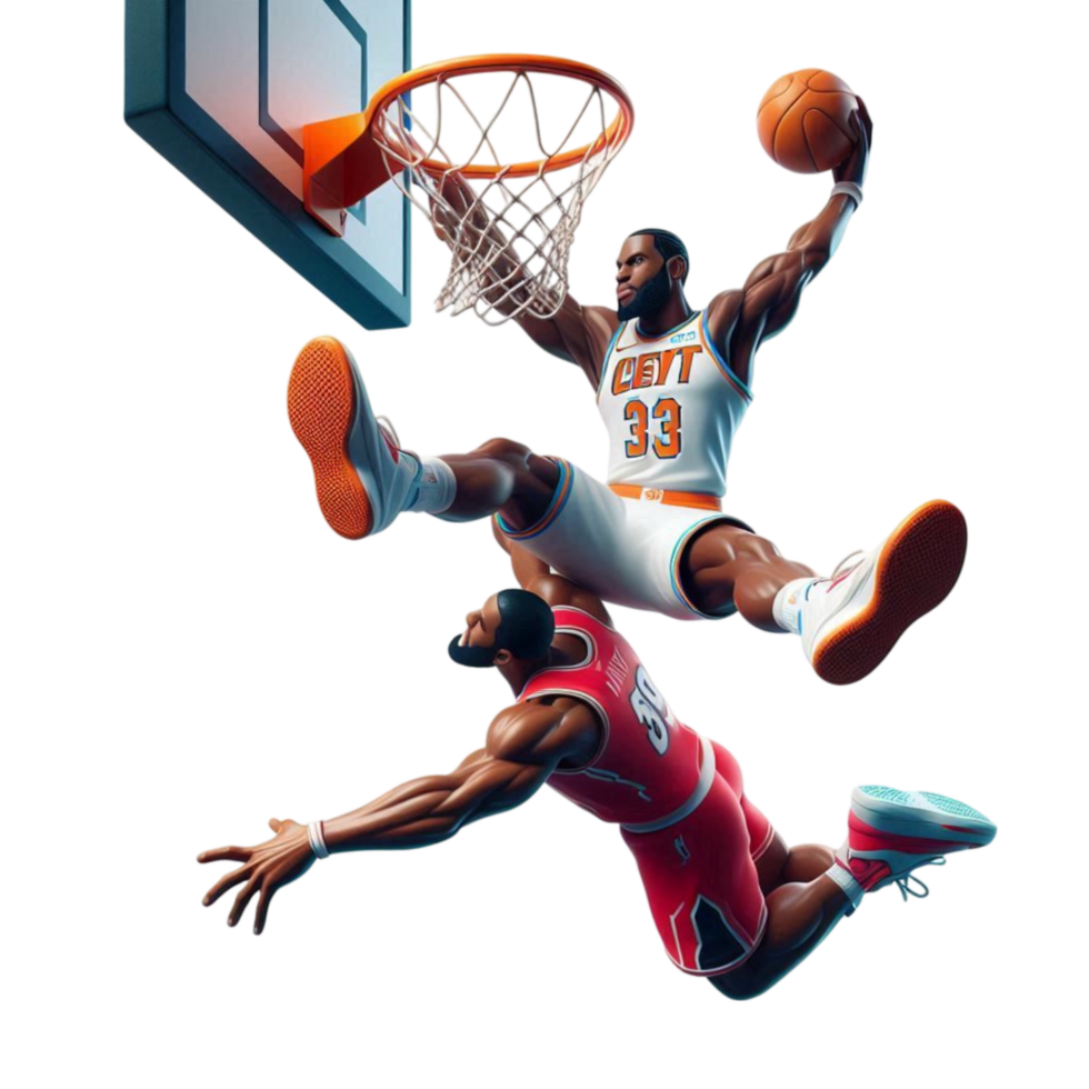 Two Basketball Players Leaping png