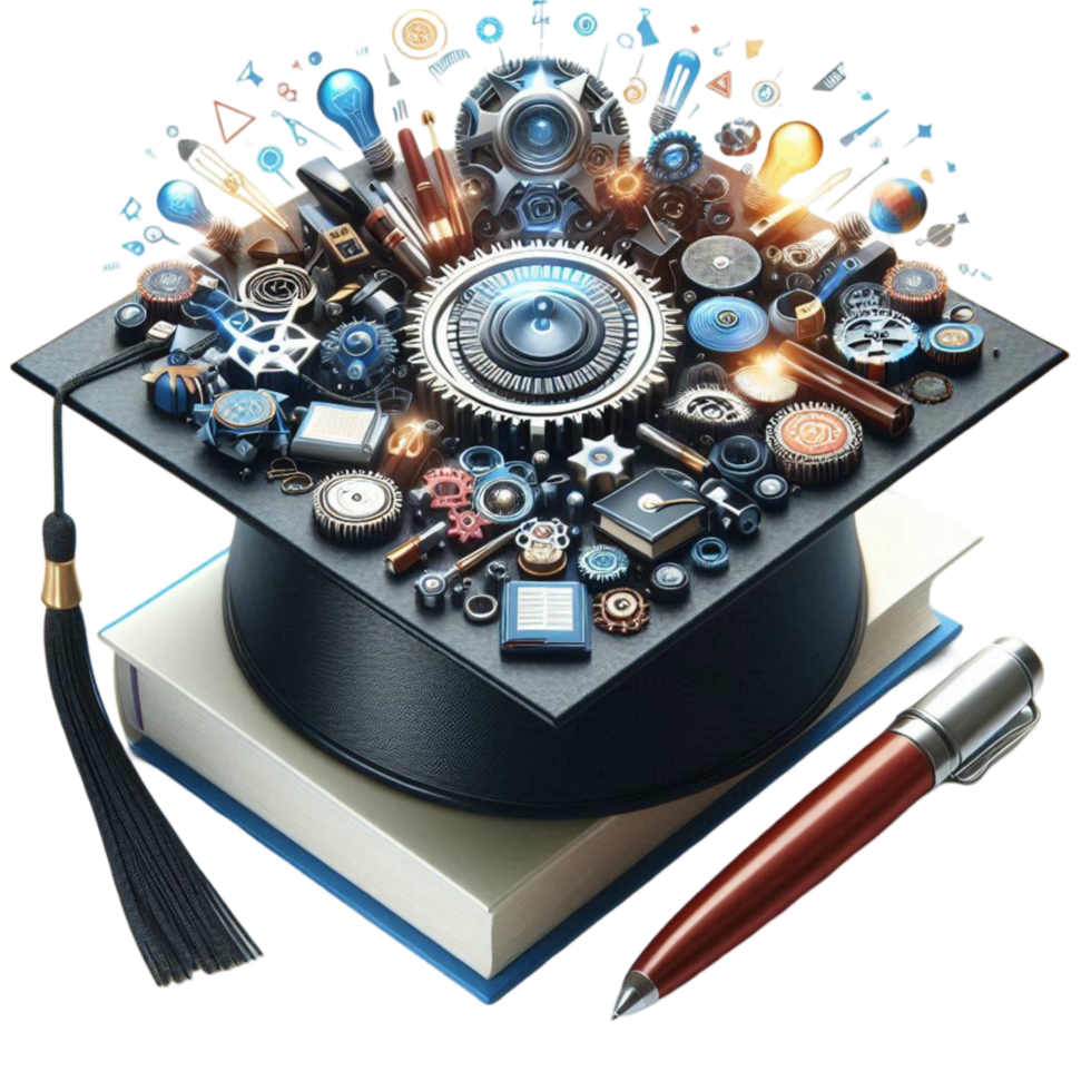 Graduation Cap with Diploma on Top of a Book png