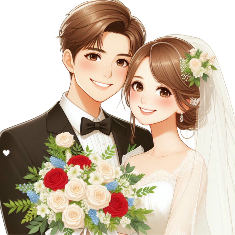 Smiling Couple Holding Flowers png