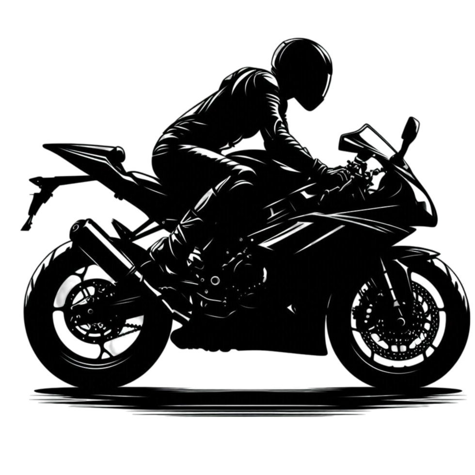 Person Riding a Motorcycle with a Helmet and Tailpipe png