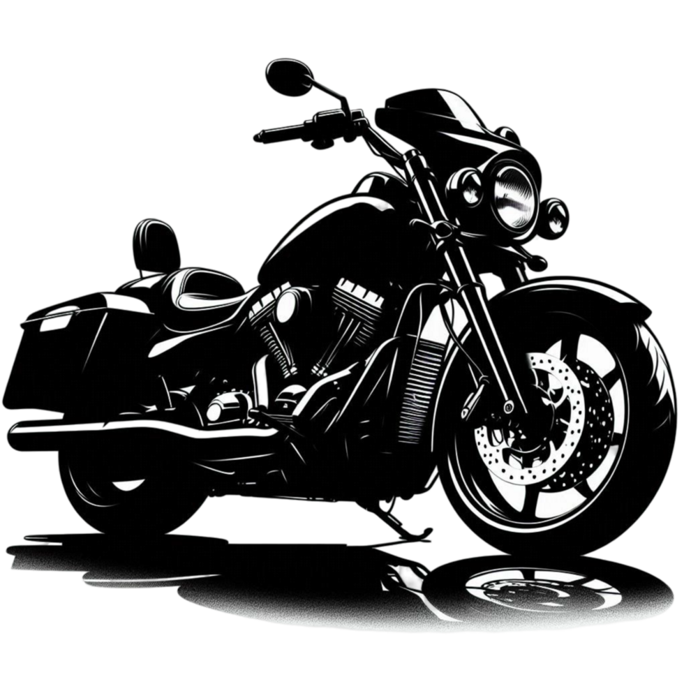 Black Motorcycle with Large Engine png