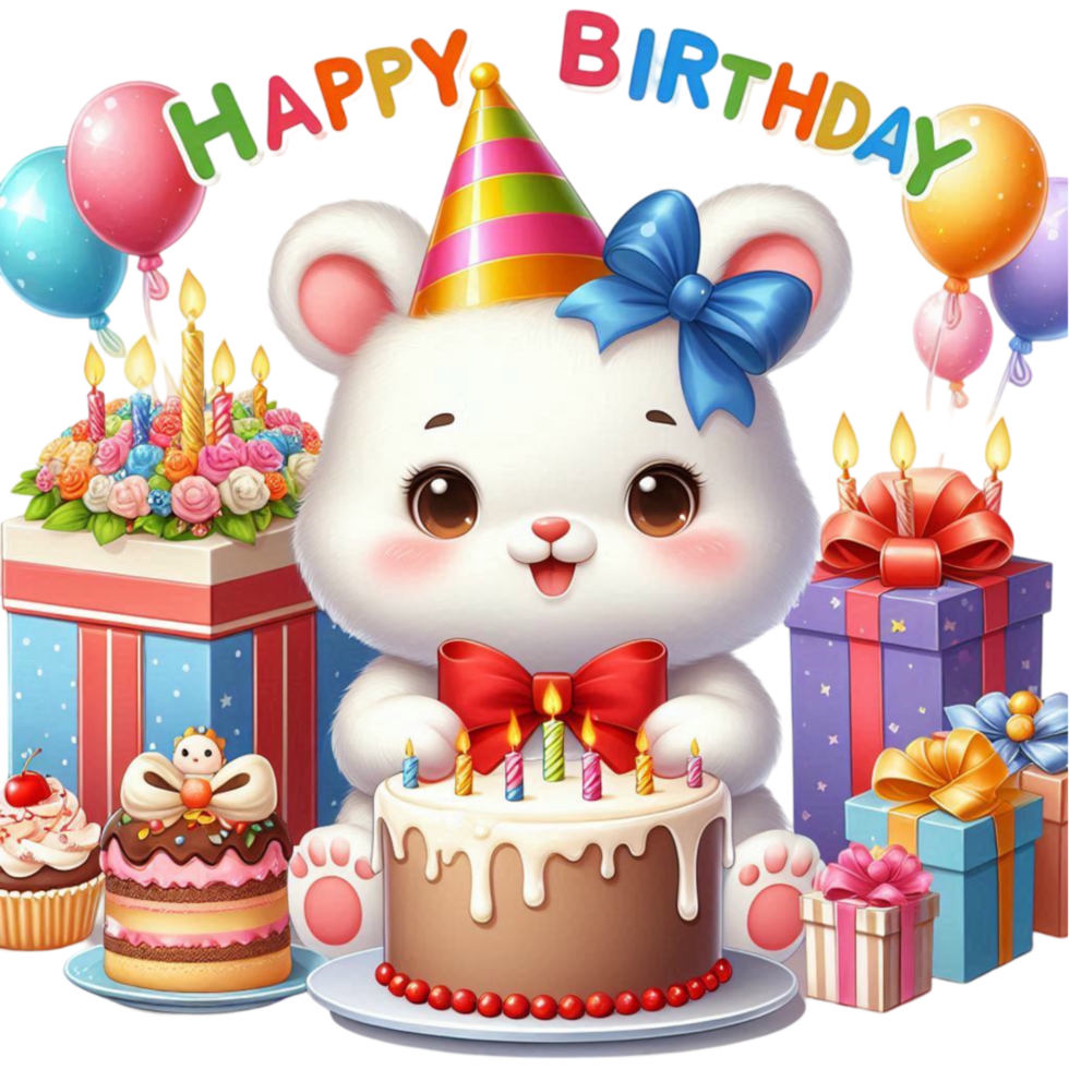 Cute Animated Bunny Sitting on a Cake png