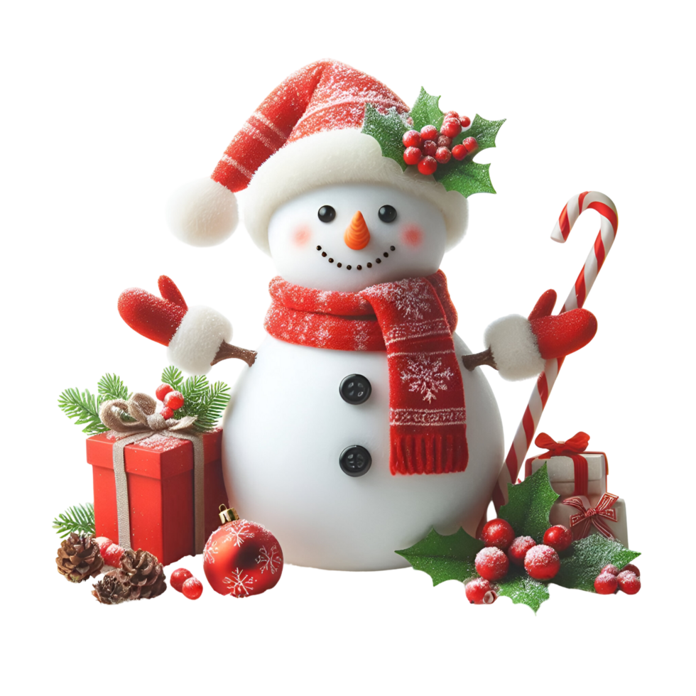 Snowman with Christmas Decorations png