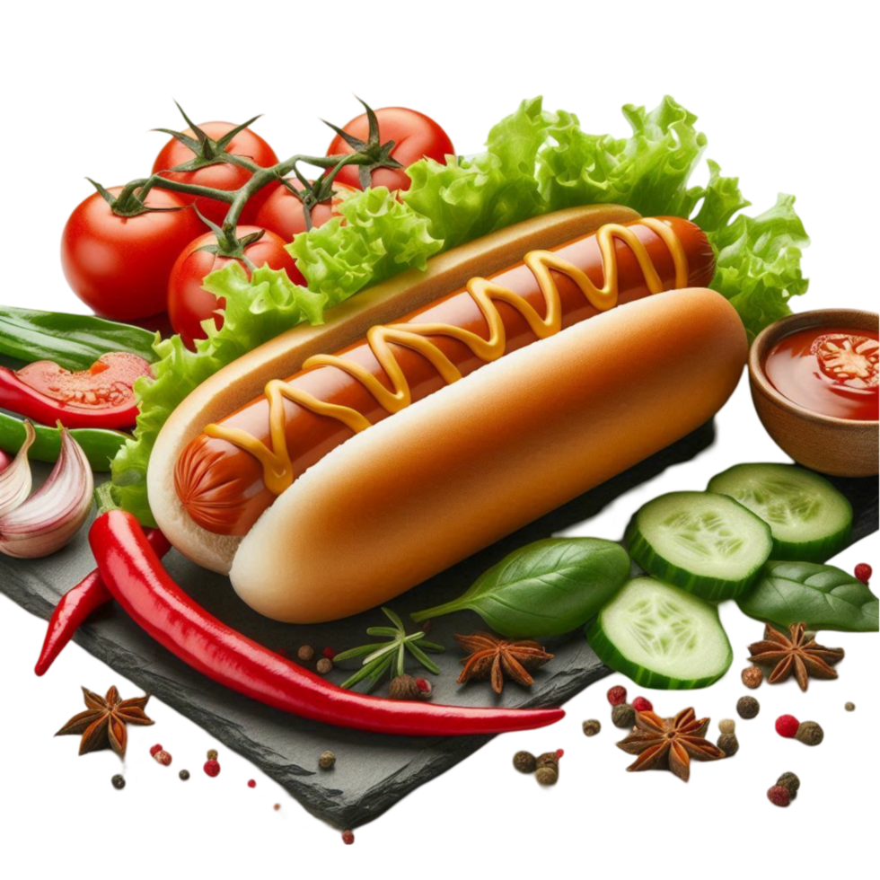 Hot Dog with Various Toppings png