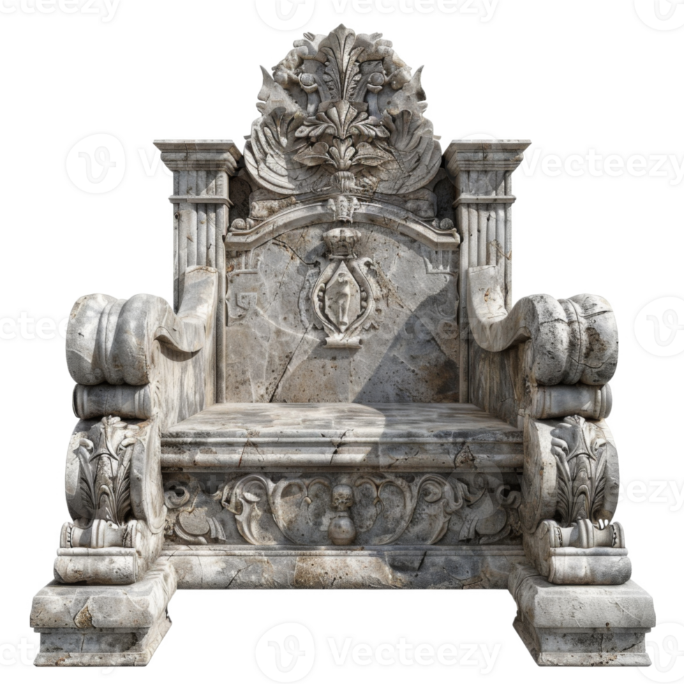 Ornate Marble Throne with Intricate Carvings png