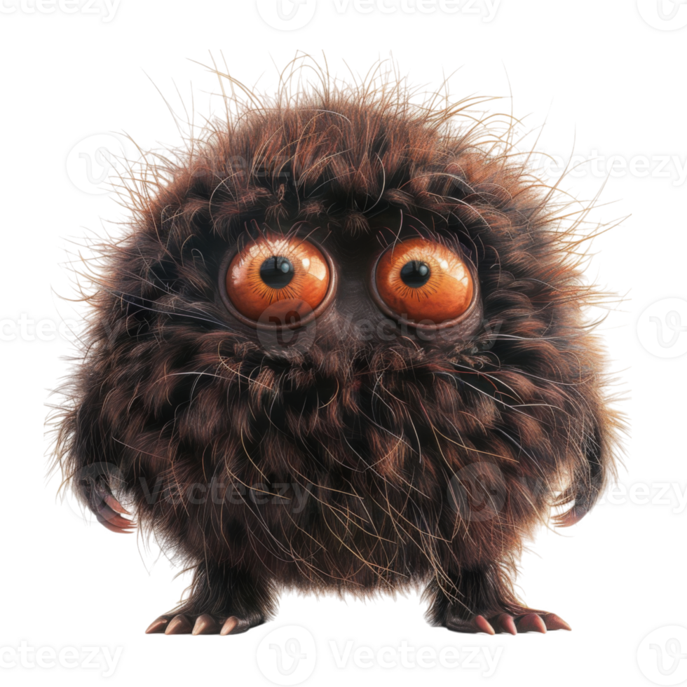 A Fluffy Brown Creature with Large Orange Eyes png