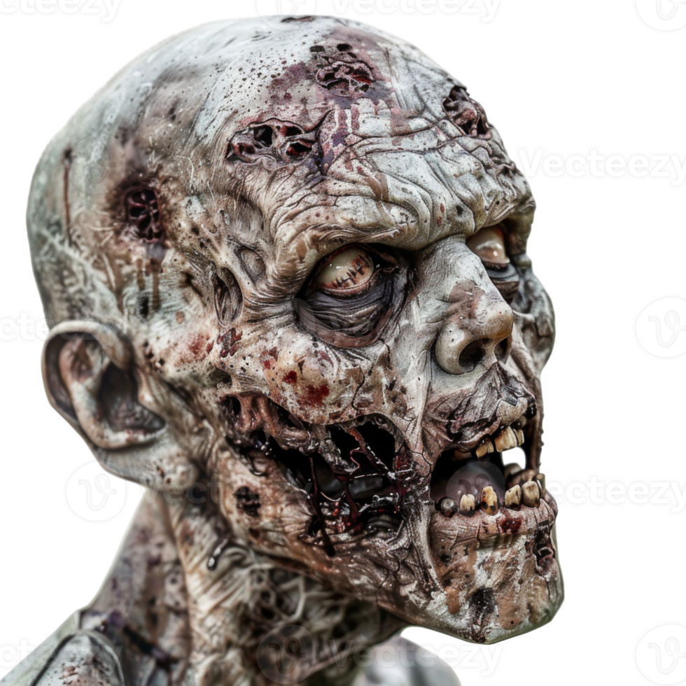Close-up of a Decaying Zombie with Blood and Torn Flesh png