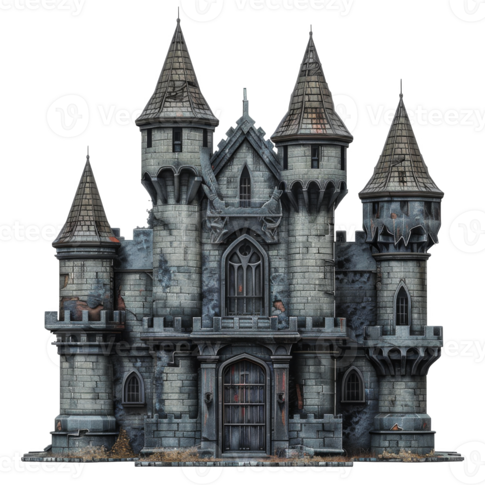An Aged and Weathered Stone Castle with Towers png