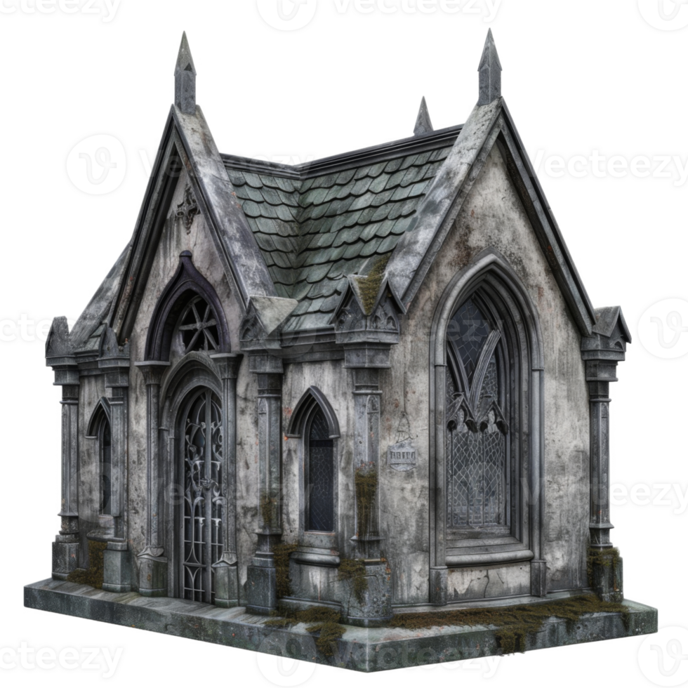 Ornate Stone Mausoleum with Gothic Architecture png