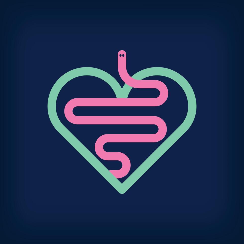 Health snake design around heart, distinctive medical logo. Healthcare, science research and laboratory sectors. vector