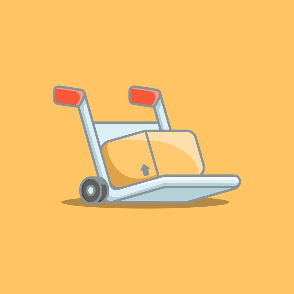 Trolley Box Online Shopping Elements Cartoon Illustration Icon vector