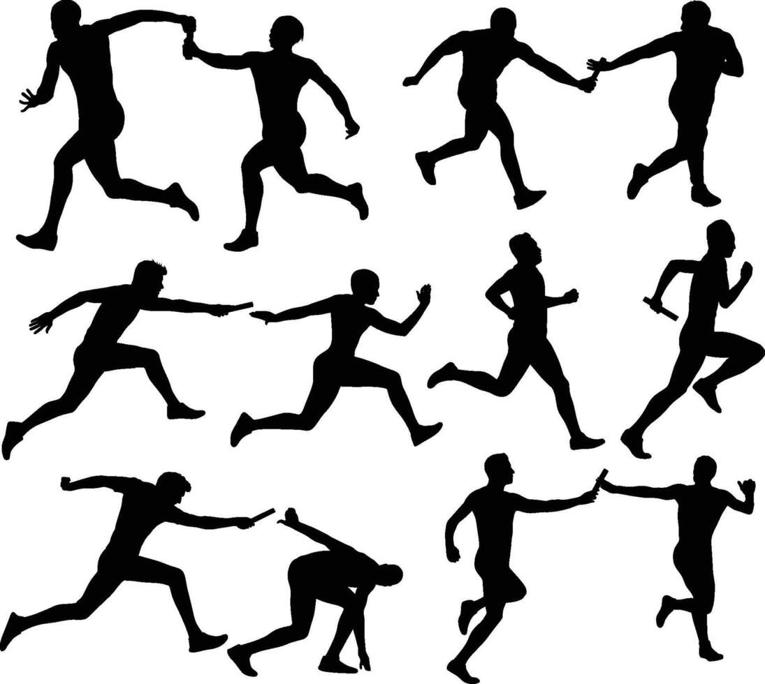 Relay run silhouette vector
