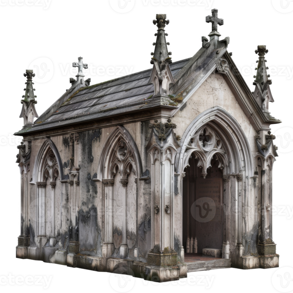 A small gothic building with a cross on top png