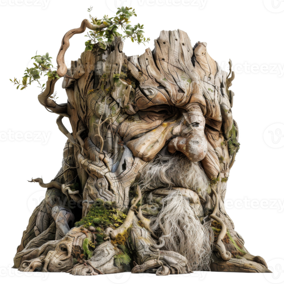 A tree stump with a man's face on it png