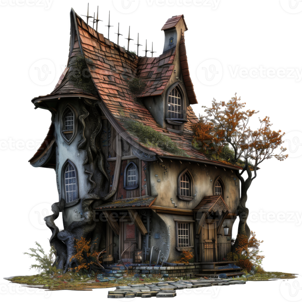 A house with a spooky design on it png