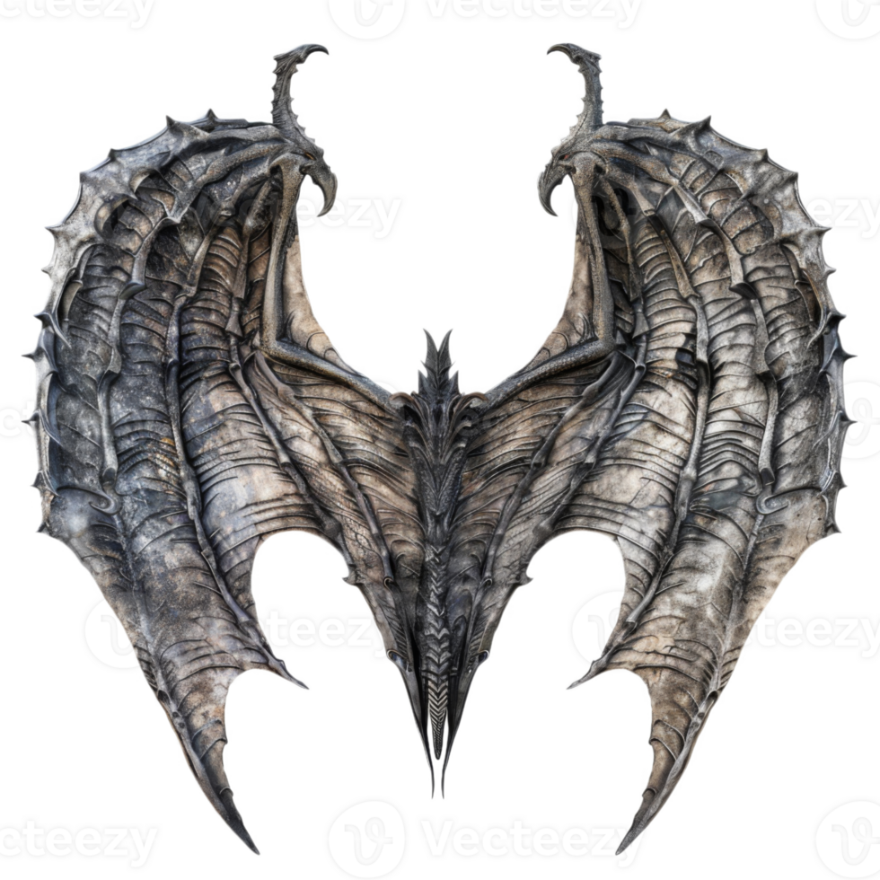 Stone Carving of a Pair of Dragon Wings png