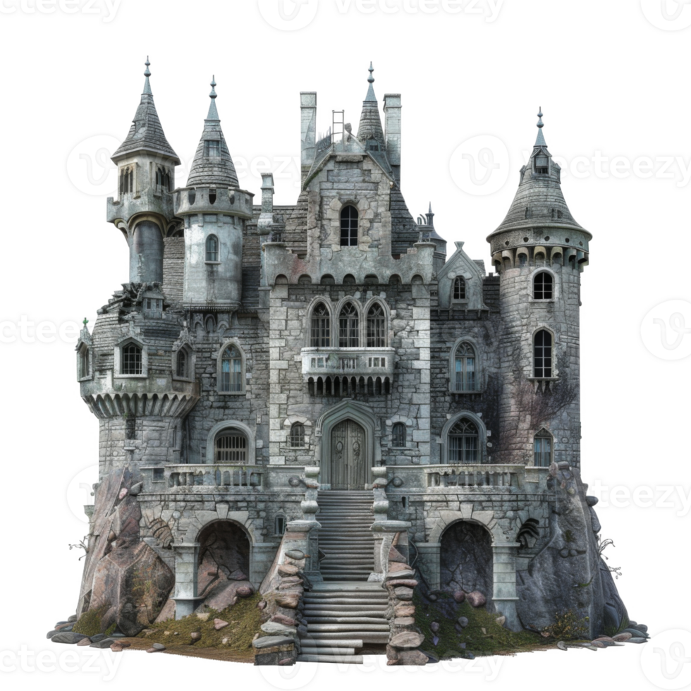 A Stone Castle Built on a Rocky Cliffside png