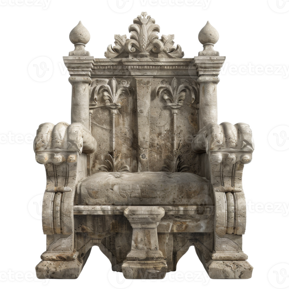 Ornate Stone Throne with Intricate Carvings png