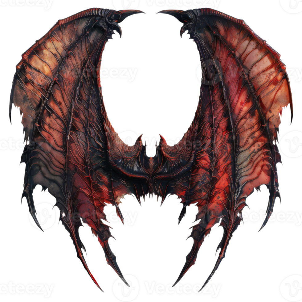 Pair of Dark, Red, and Black Fantasy Wings png