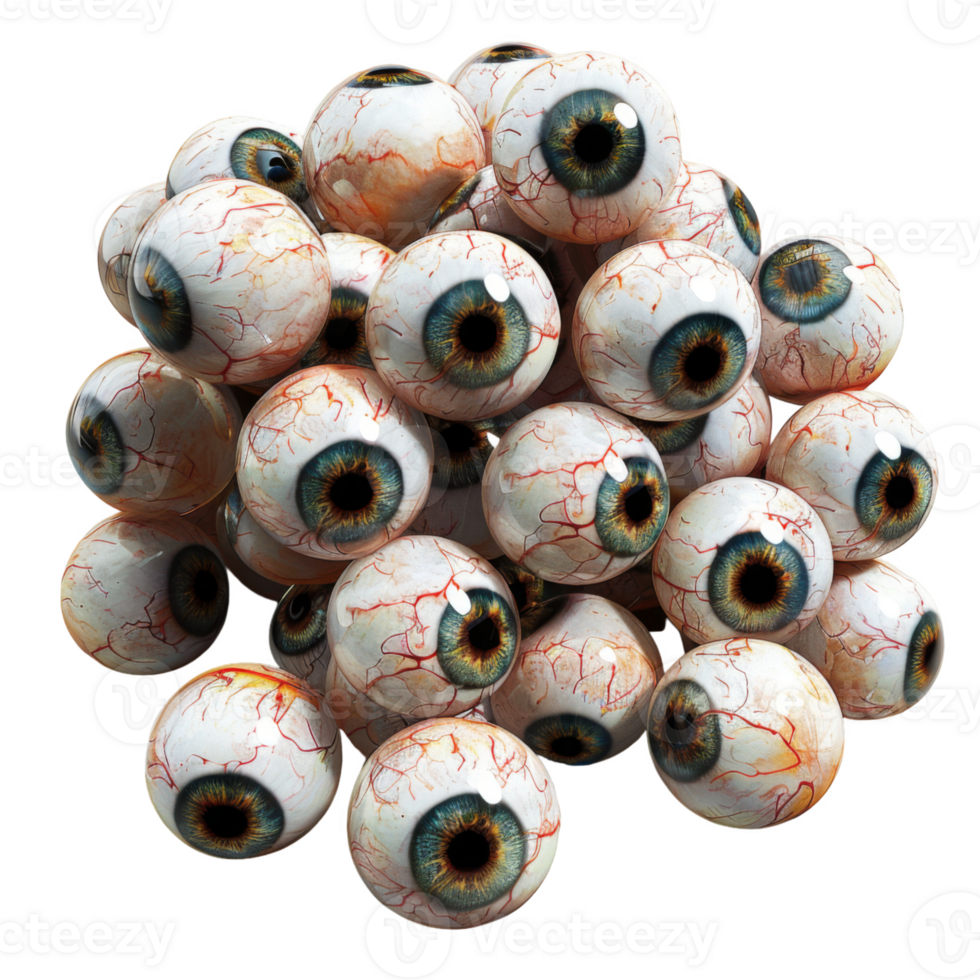 A Pile of Eyeballs with Visible Blood Vessels and Pupils png