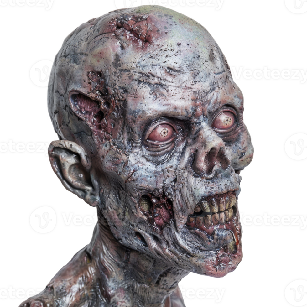Close-up of a Decaying Zombie with Open Mouth and Visible Teeth png