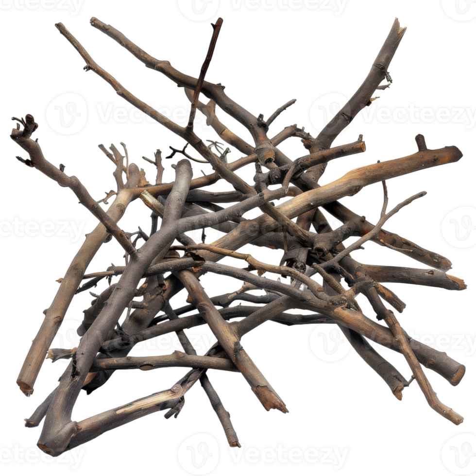 A Pile of Twisted and Intertwined Wooden Branches png