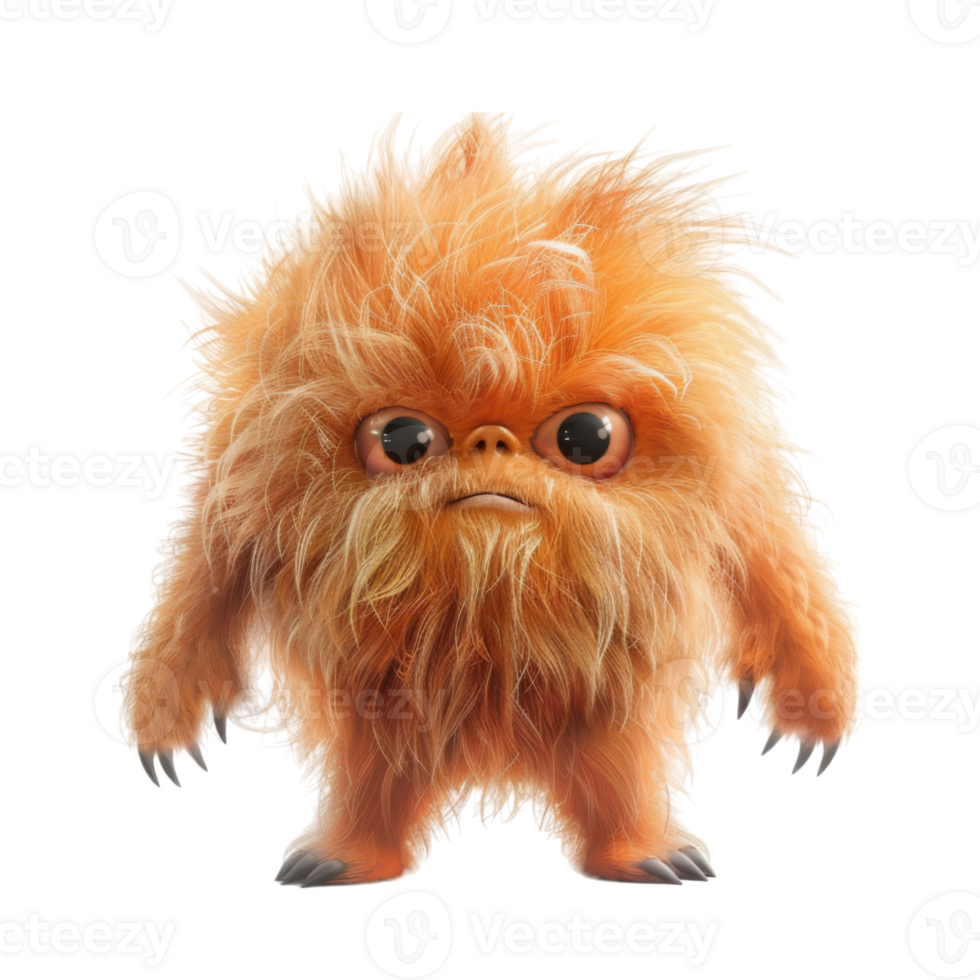 A Small, Orange, Furry Creature with Big Eyes and a Grumpy Expression png