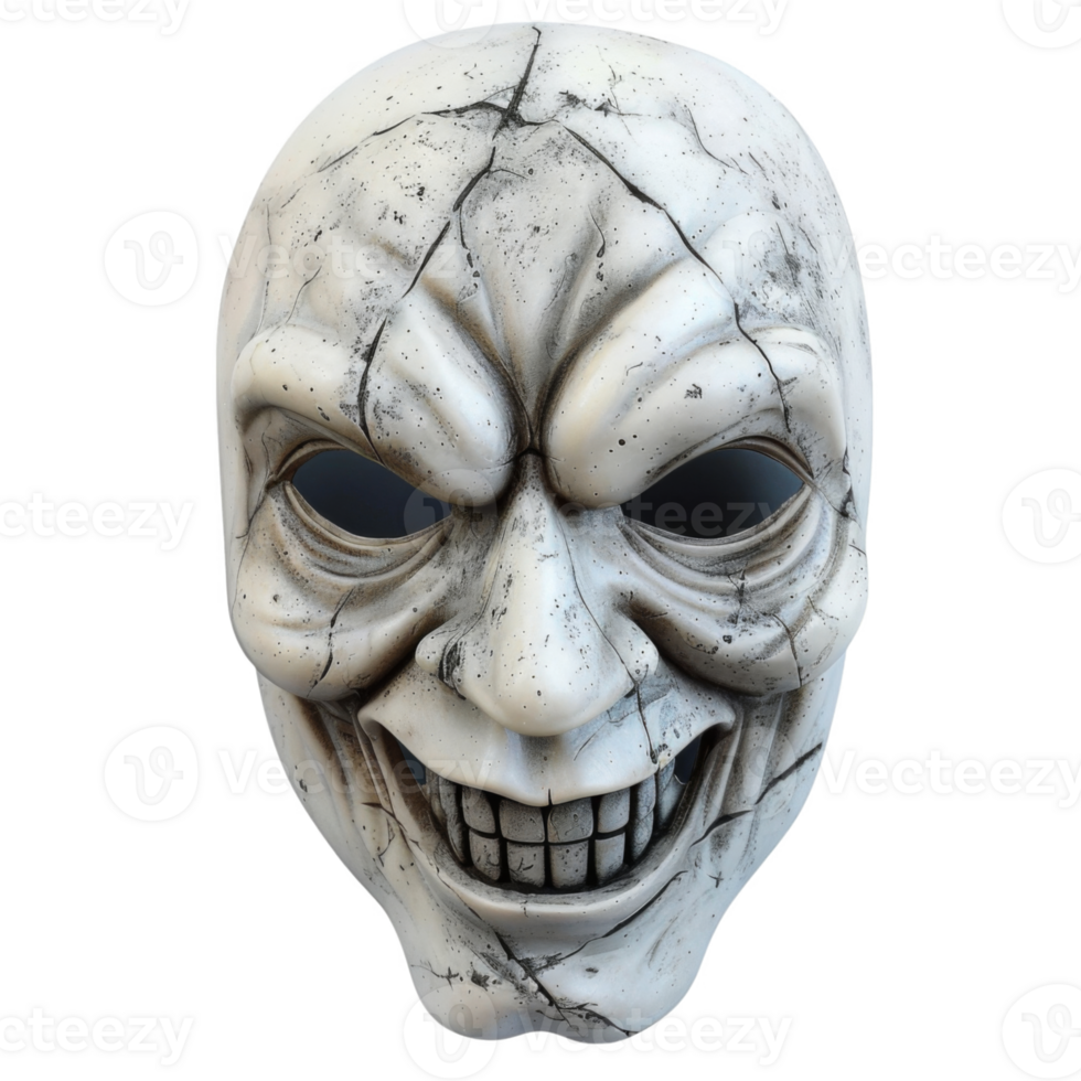 White Cracked Mask with Evil Grin png